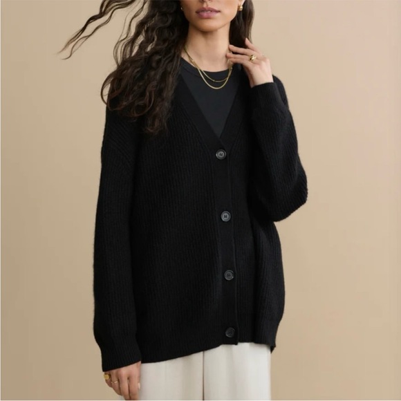 Jenni Kayne Cocoon Cardigan Oversized Cashmere Black Small GUC - Picture 10 of 11